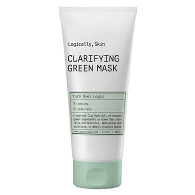 logically-skin-clarifying-green-mask-85816502087079 Глиняна маска з додаванням спіруліни, центели та зеленого чаю Logically, Skin Clarifying Green Mask